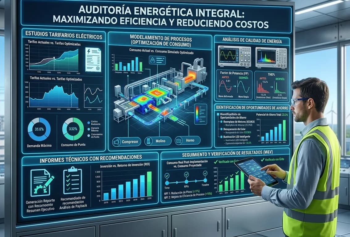 Auditoría energética industrial: análisis de calidad de energía y eficiencia eléctrica en Chile — L.A. Ingeniería